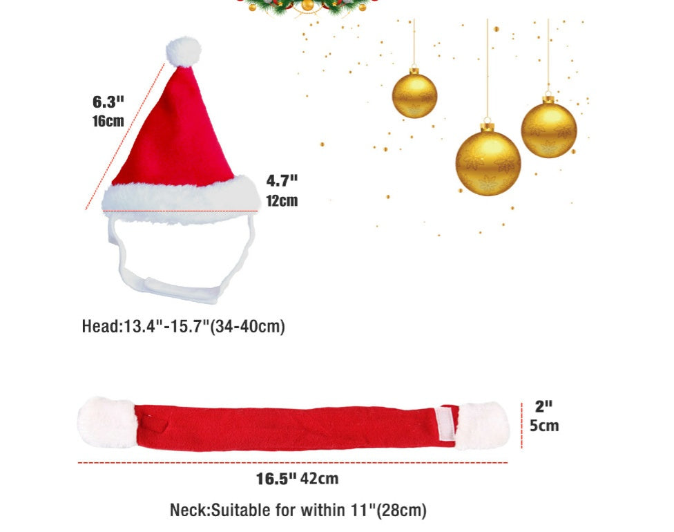 Christmas hat & scarf set cat and dog/small pet