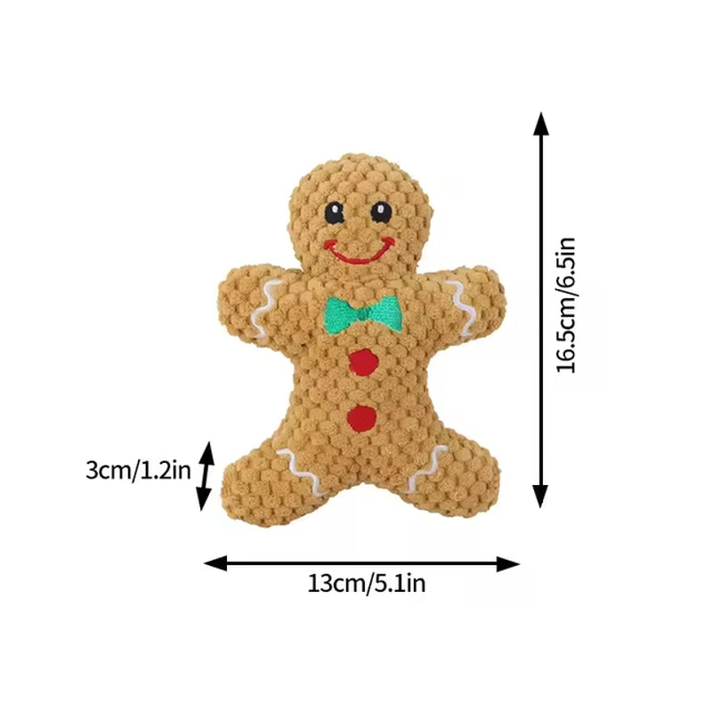Xmas Pet Dog Plush Chew Toy Santa Elk Gingerbread Man Donut Cat Dog Christmas Cartoonsoft Toy for Dogs Toys Pet Supplies