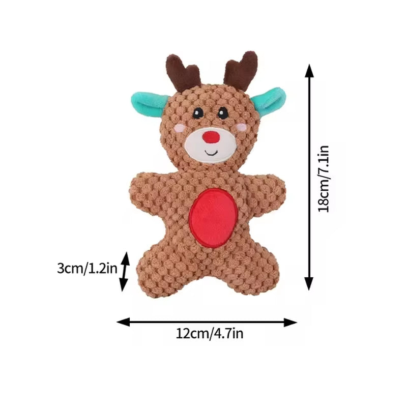 Xmas Pet Dog Plush Chew Toy Santa Elk Gingerbread Man Donut Cat Dog Christmas Cartoonsoft Toy for Dogs Toys Pet Supplies