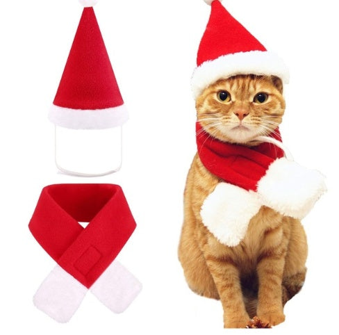 Christmas hat & scarf set cat and dog/small pet