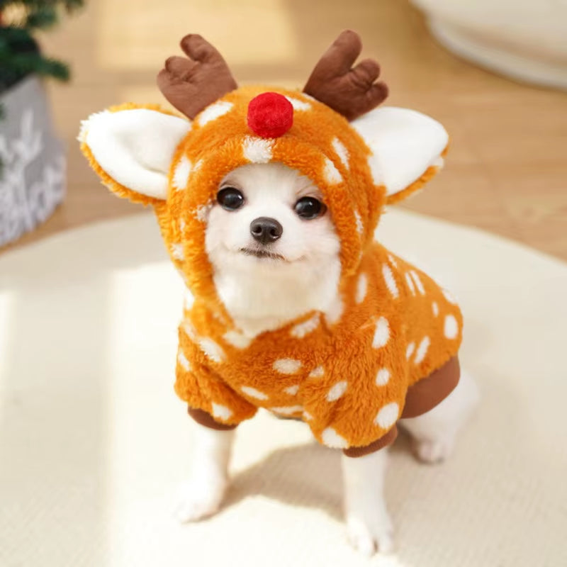 Christmas Cat Clothes Elk Autumn and Winter Velvet Medium-Sized Dogs Dogs Supplies Transformation Pet Dog Dog Cat Clothes