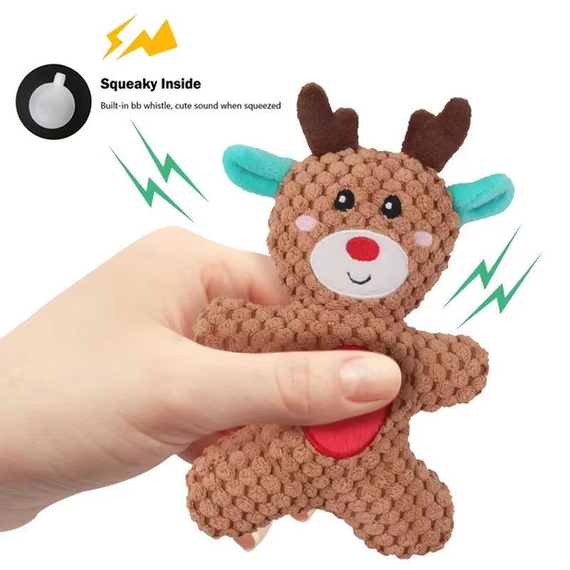 Xmas Pet Dog Plush Chew Toy Santa Elk Gingerbread Man Donut Cat Dog Christmas Cartoonsoft Toy for Dogs Toys Pet Supplies