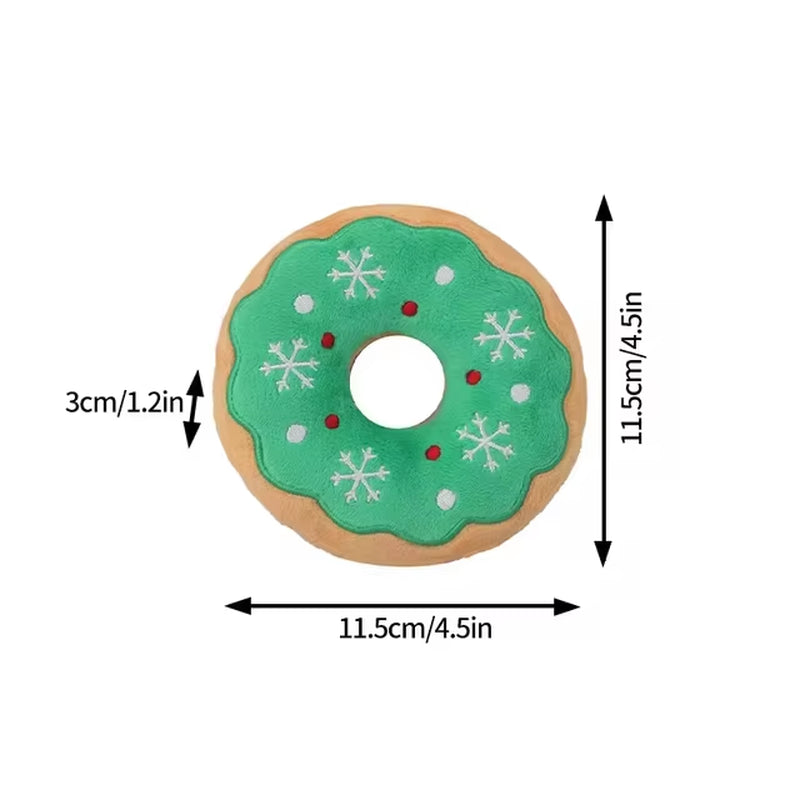 Xmas Pet Dog Plush Chew Toy Santa Elk Gingerbread Man Donut Cat Dog Christmas Cartoonsoft Toy for Dogs Toys Pet Supplies