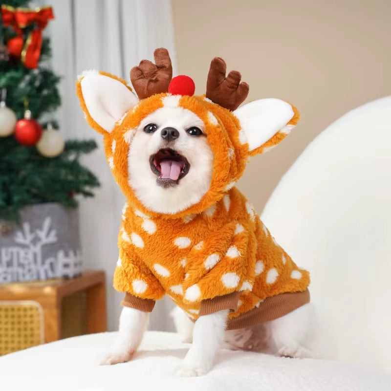 Christmas Cat Clothes Elk Autumn and Winter Velvet Medium-Sized Dogs Dogs Supplies Transformation Pet Dog Dog Cat Clothes