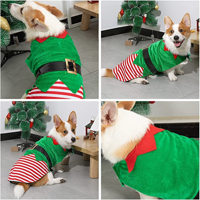 Christmas Dog Clothes Green Elf